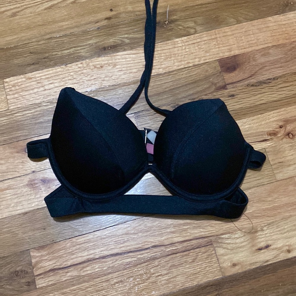 Black strappy push up hottie halter bikini top